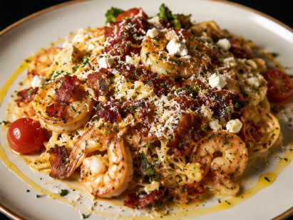 Shrimp, Bacon, & Sundried Tomato Pasta