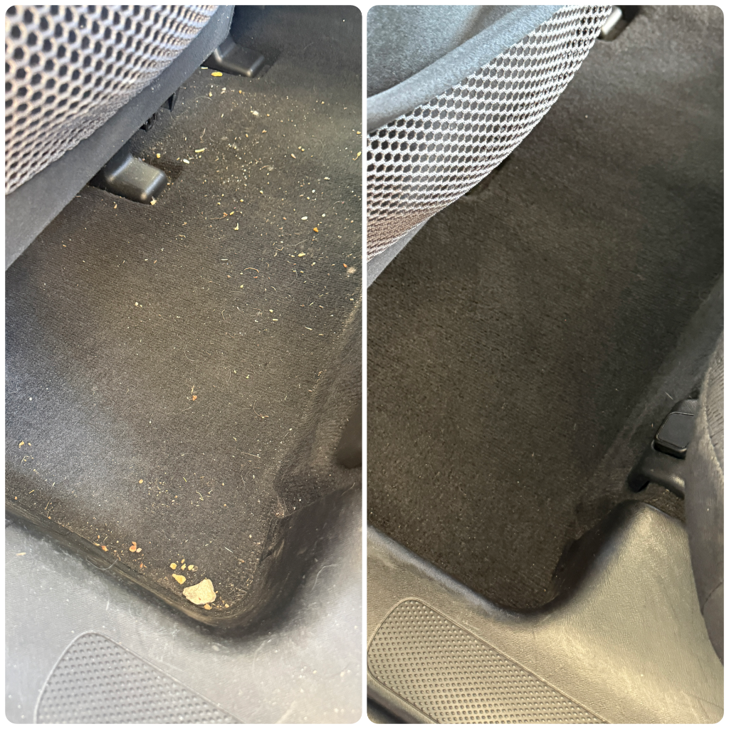 Before and after interior detailing result