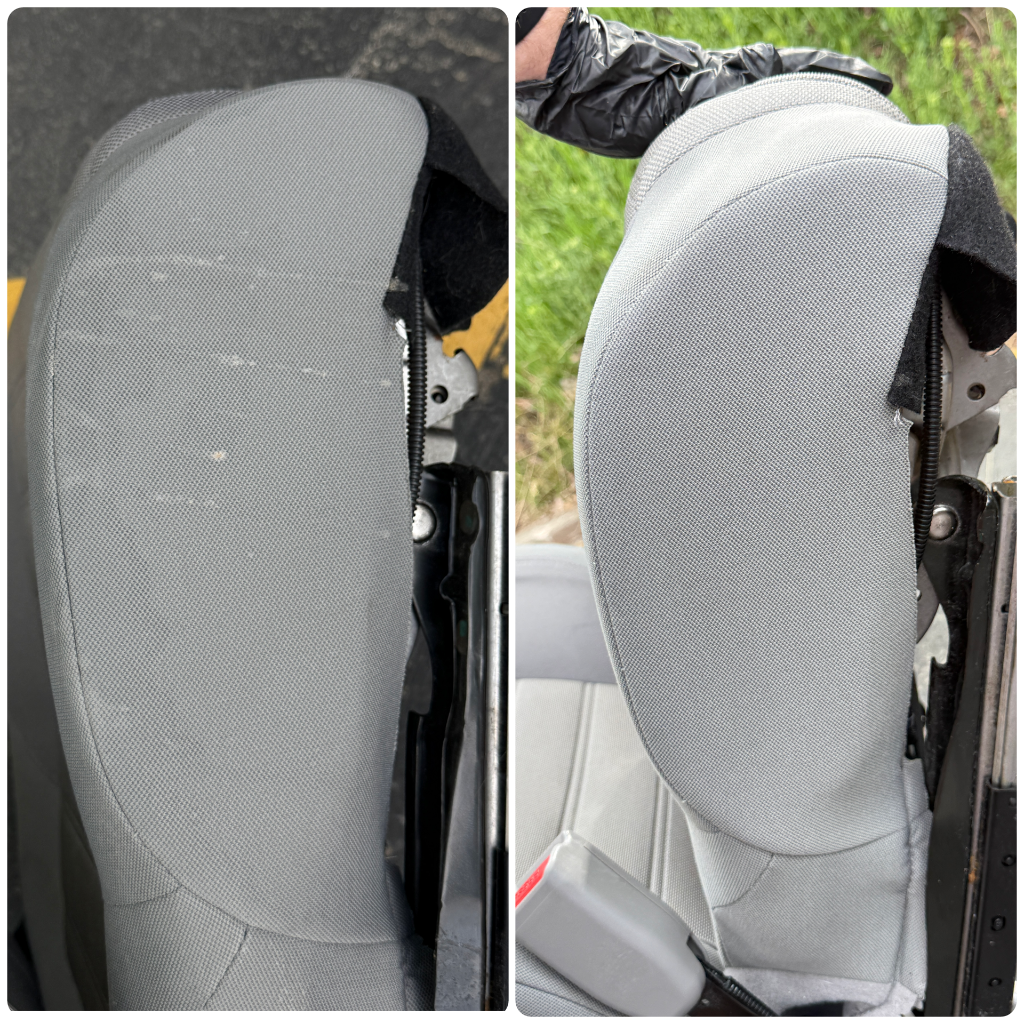 Before and after: seat bolster stain removal