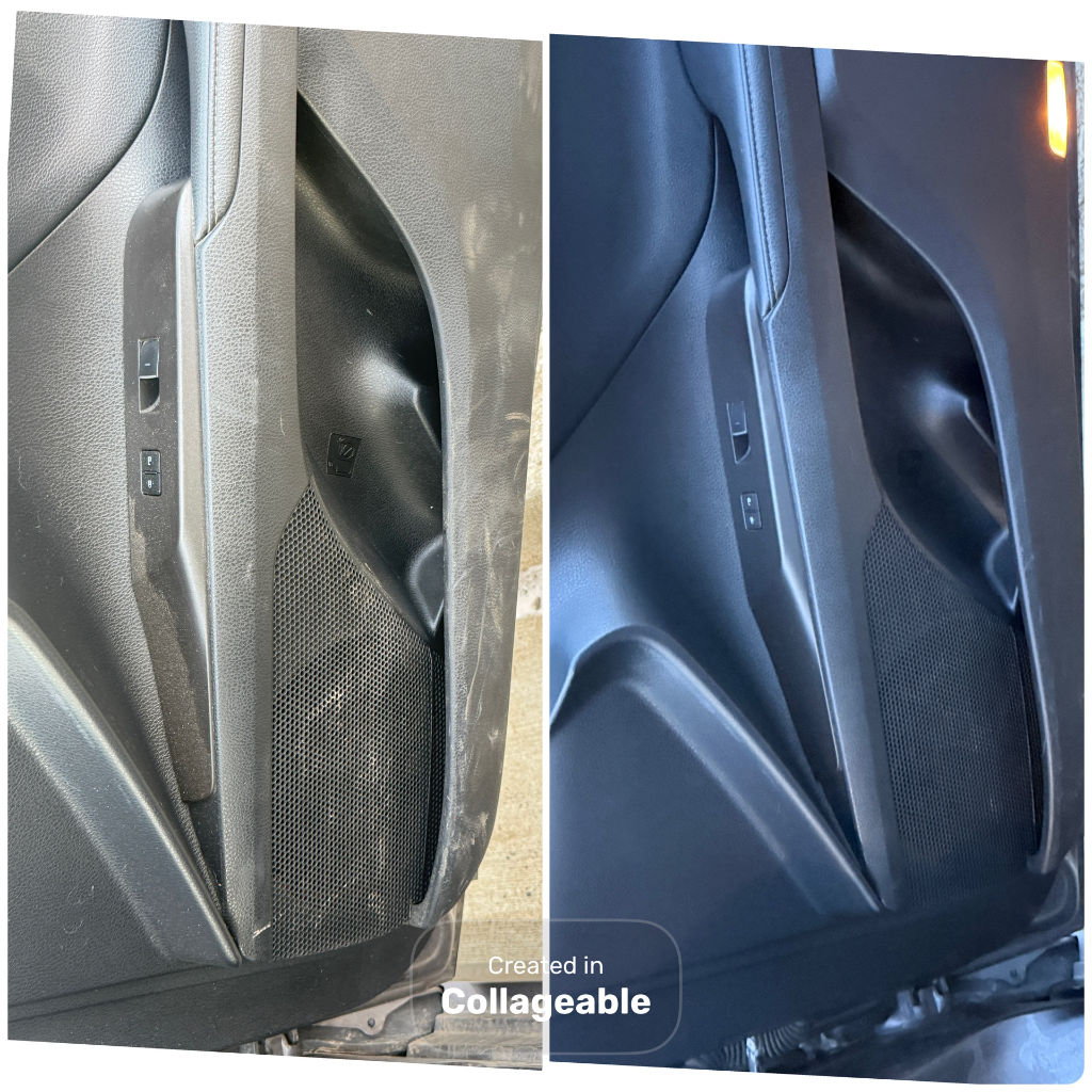 Before and after: car door panel cleaned