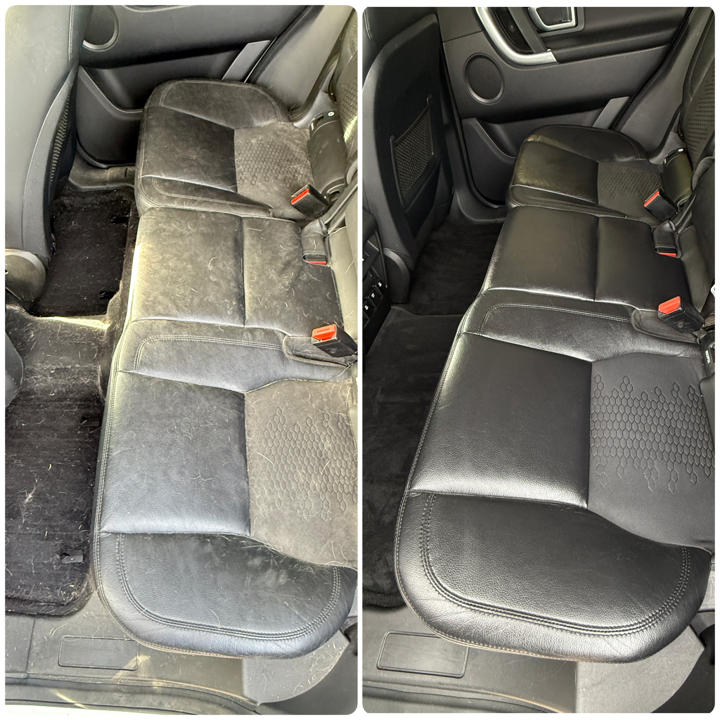 Before and after: back seat cleared of pet hair