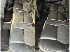 Interior car detailing before and after: back seat cleared of embedded pet hair in Davis County, Utah