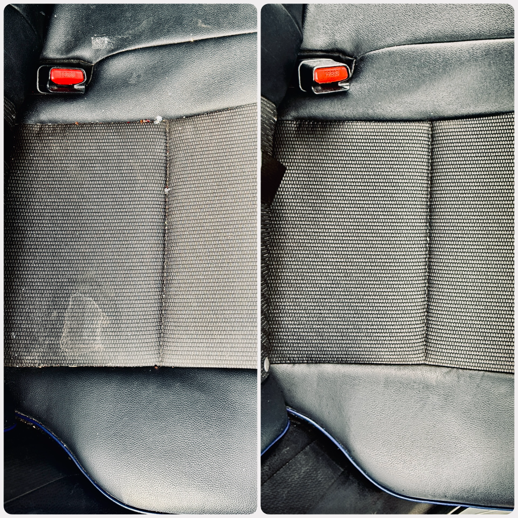 Before and after: car seat cleaned