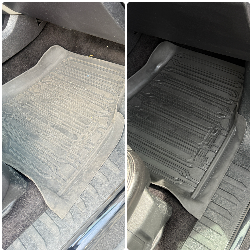 Before and after: Ford F-150 rubber floor mat cleaned