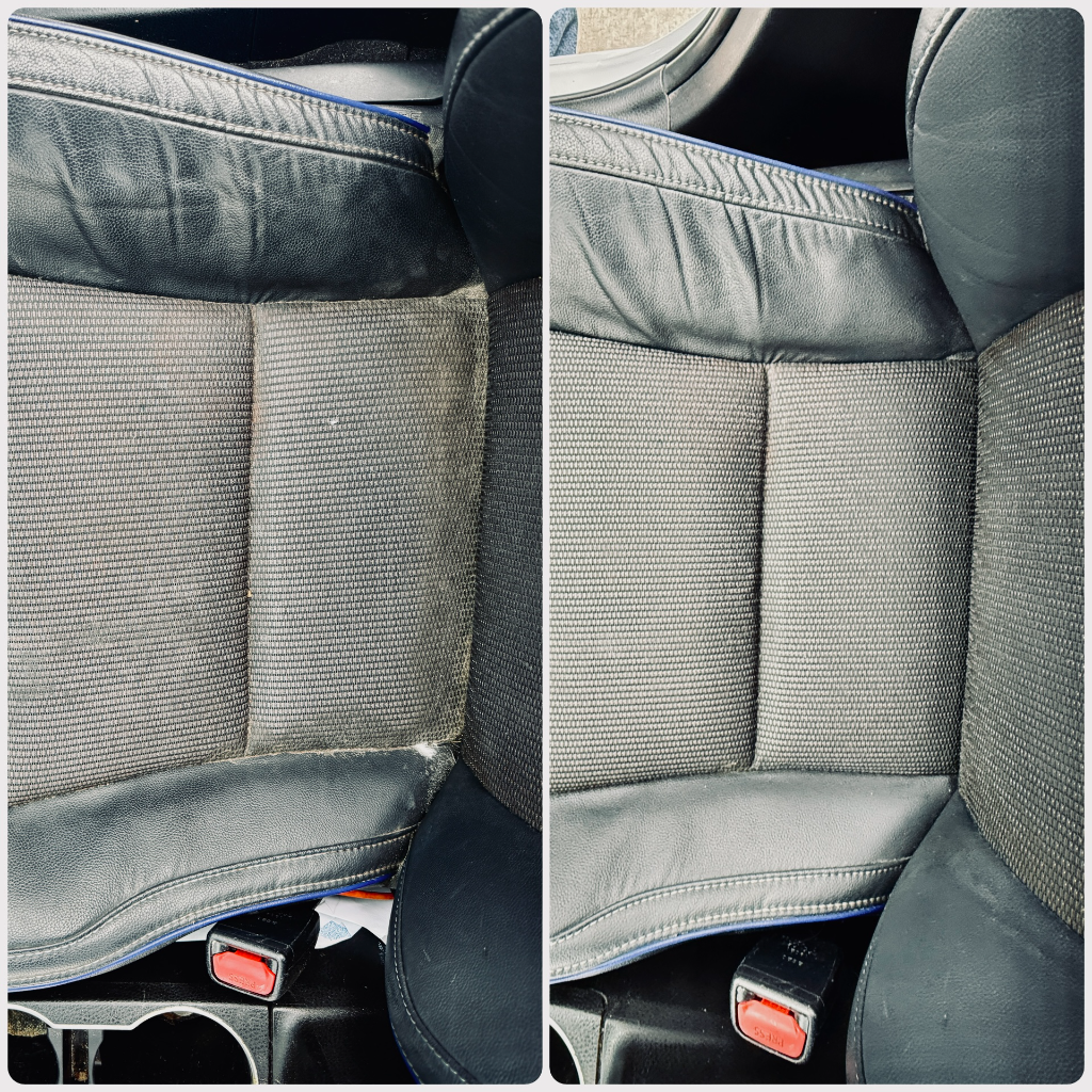 Before and after: car seat upholstery cleaned