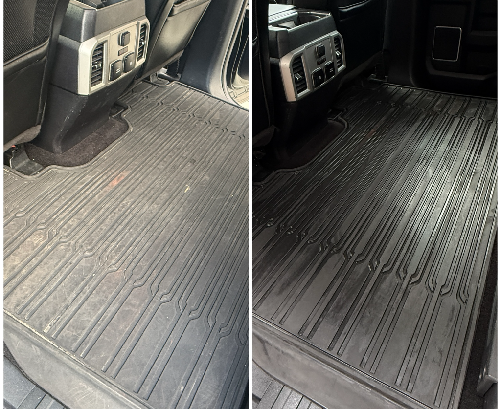 Before and after: vehicle floor mat cleaned