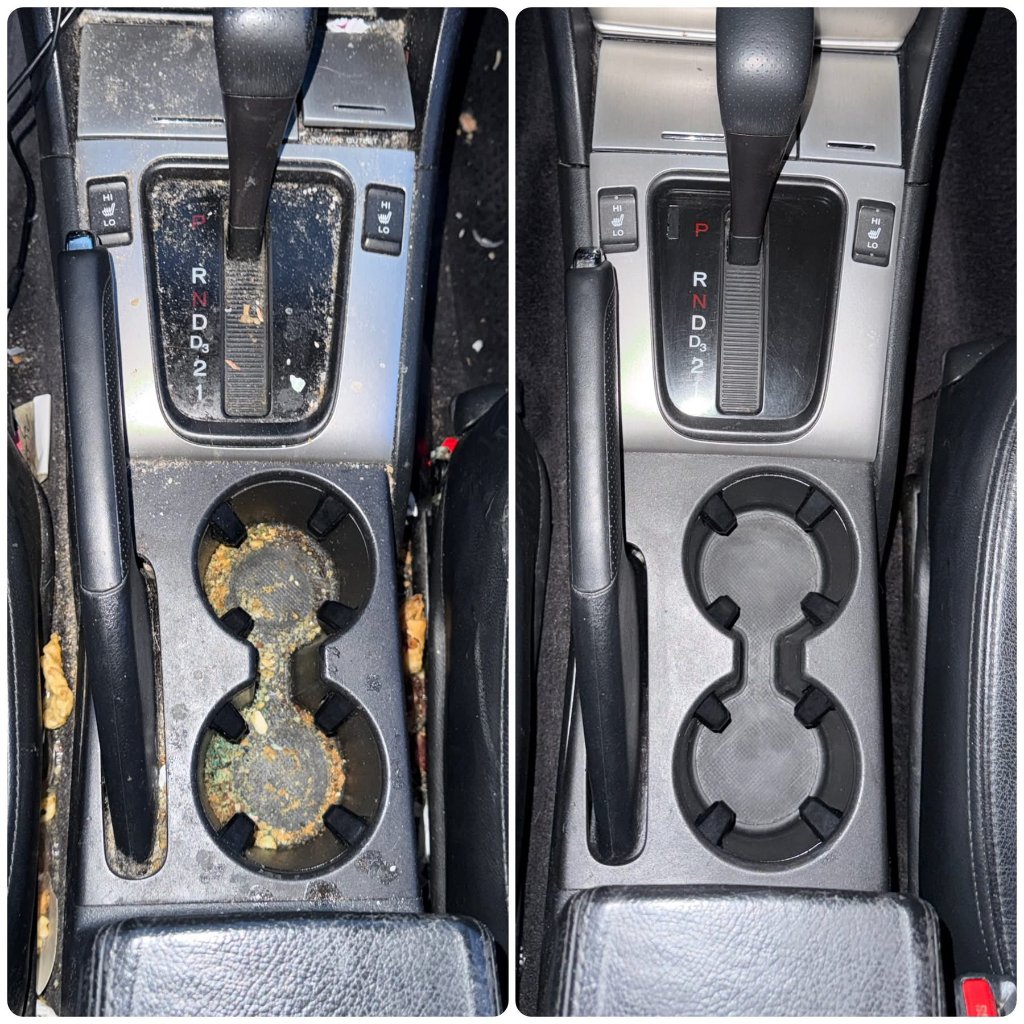 Before and after: center console and shifter area detailed