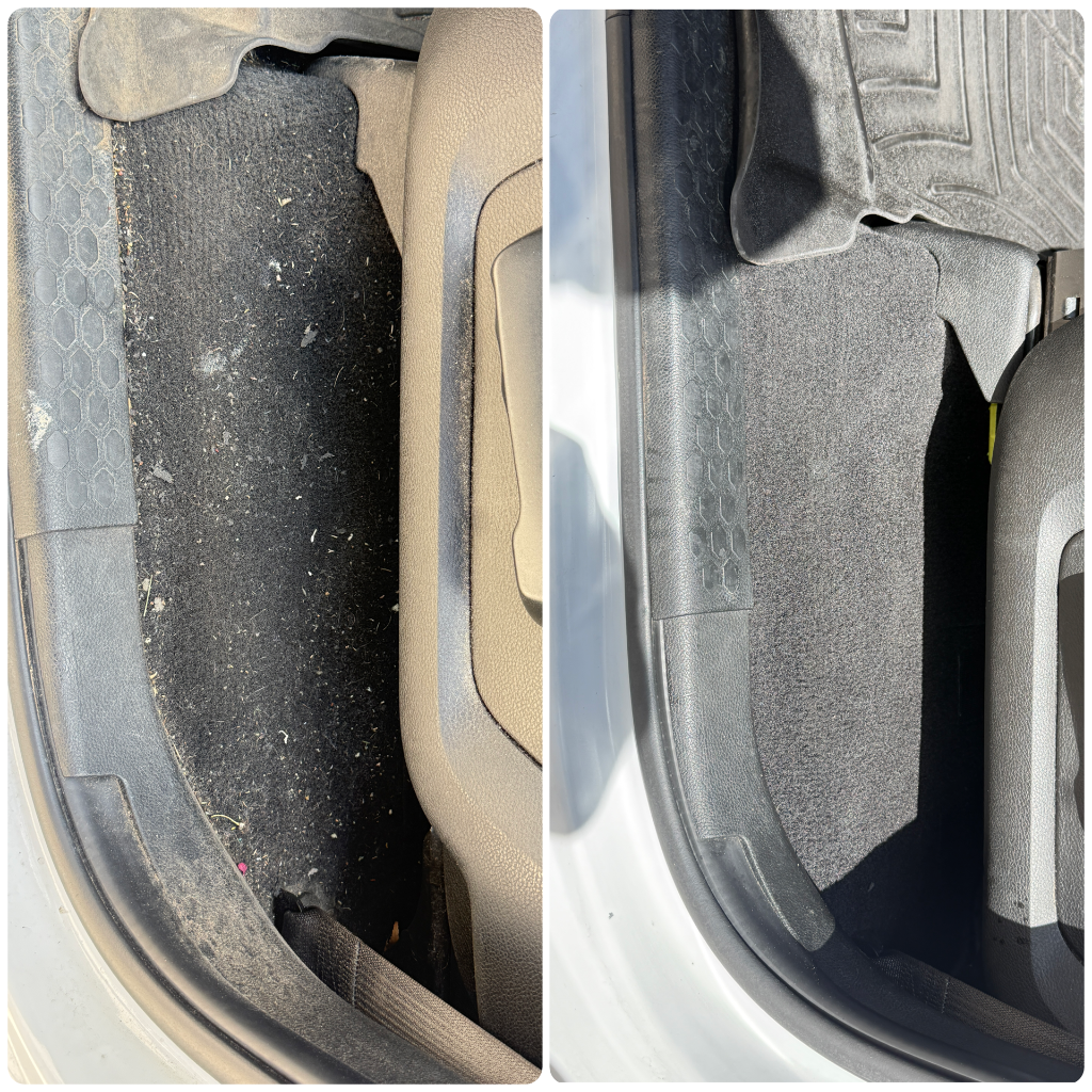 Before and after: interior floor and door sill cleaned