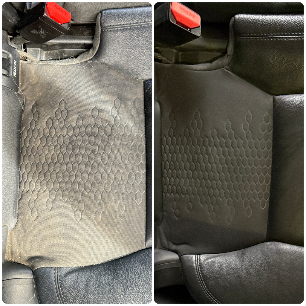 Before and after: car seat cleaned