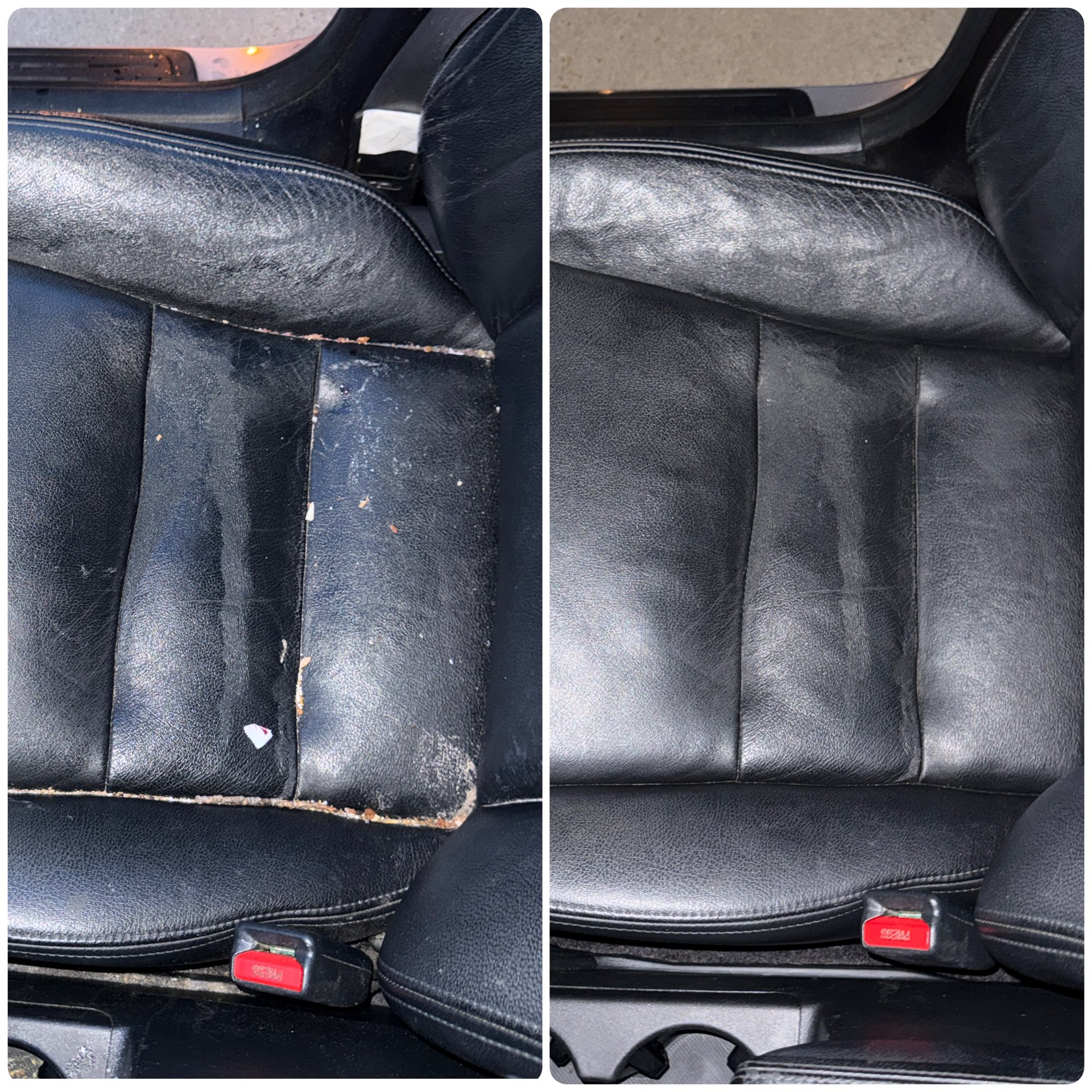 Restored leather seats after conditioning and interior detail