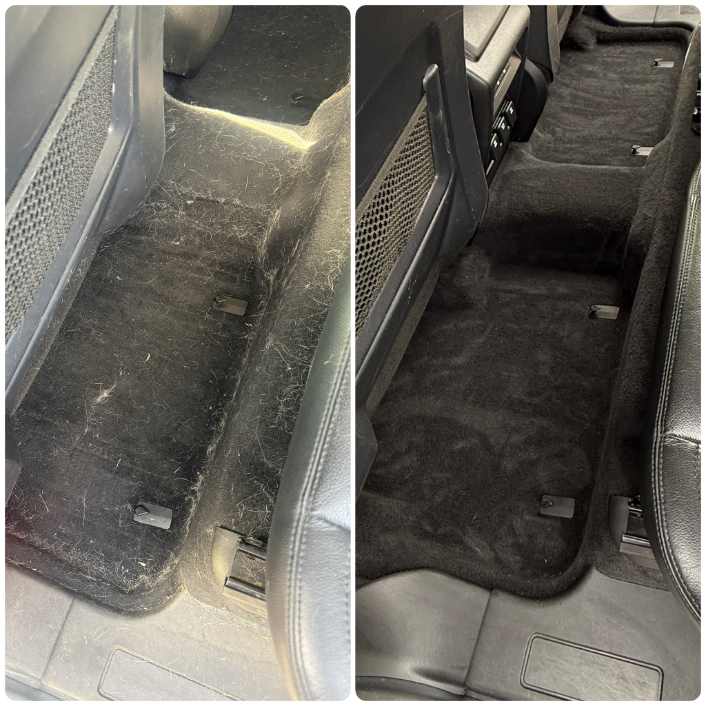 Before and after: floor carpet cleared of pet hair