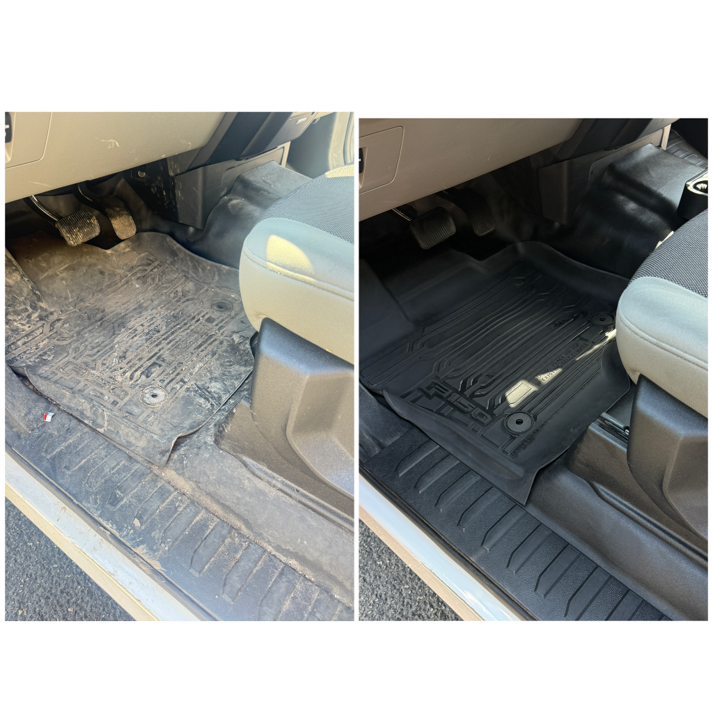 Before and after: Ford F-150 floor mat cleaned