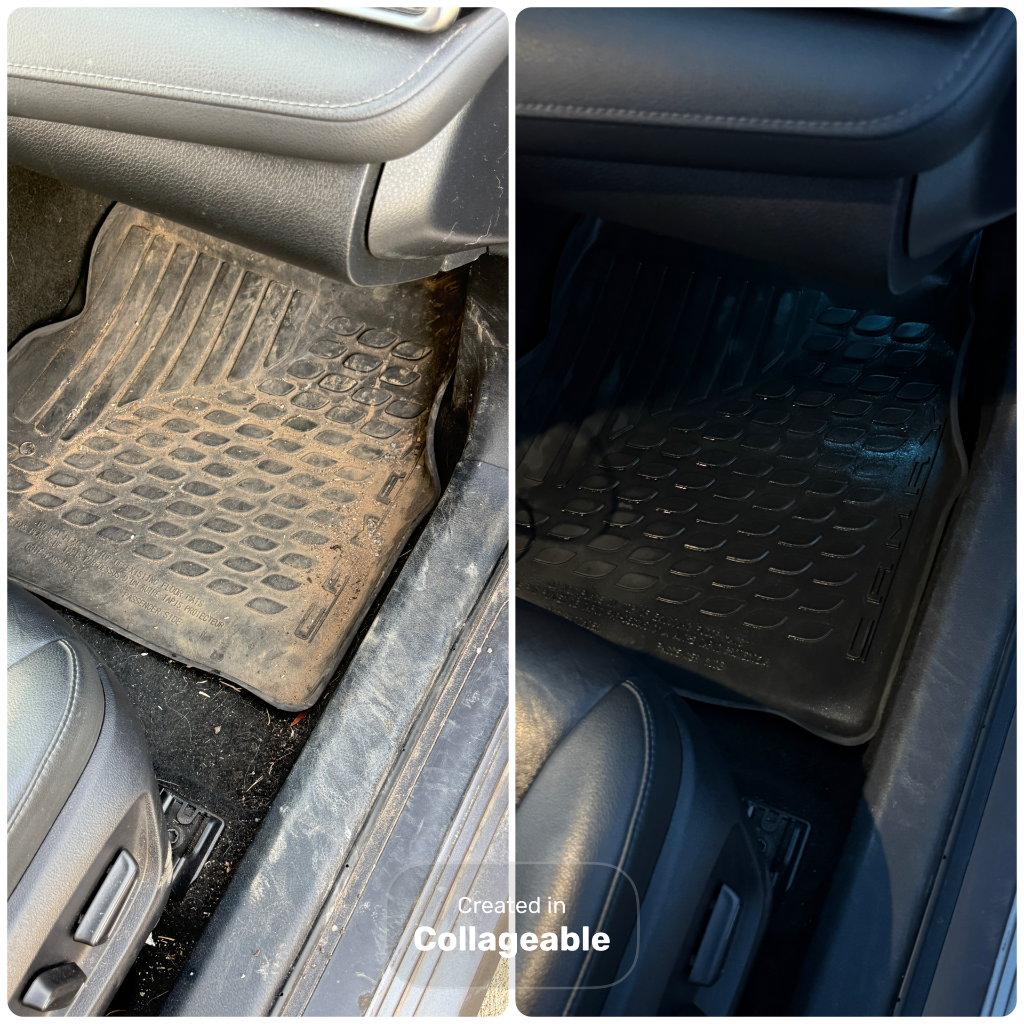 Before and after: car floor mat cleaned