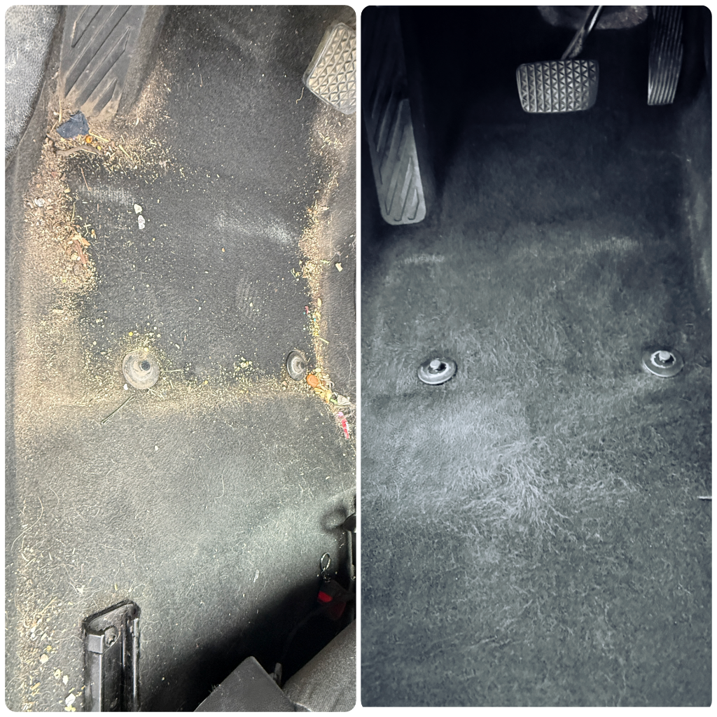 Before and after interior detailing result