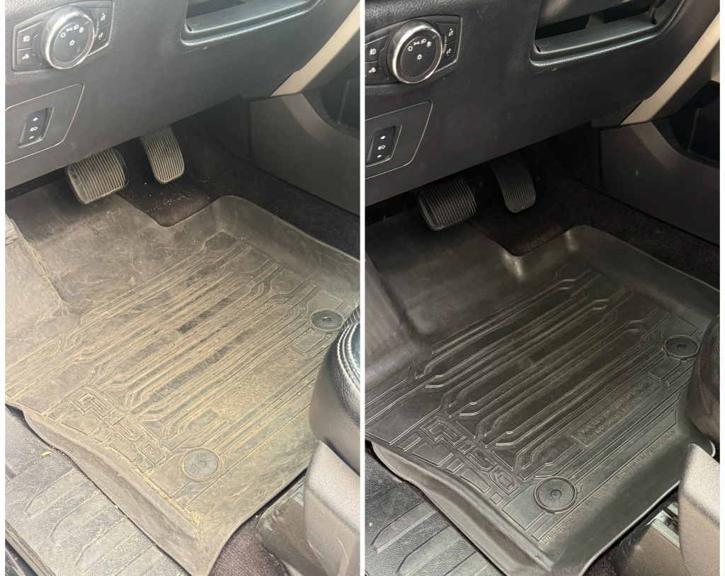 Before and after: Ford F-150 driver side floor mat cleaned