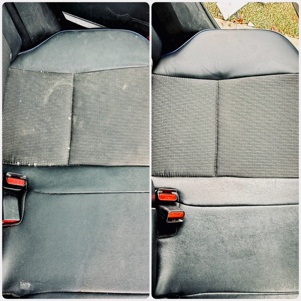 Before and after: car seat and seat belt buckles cleaned