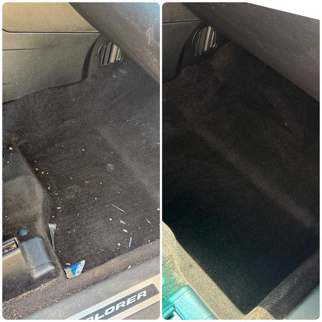 Before and after: Ford Explorer passenger footwell cleaned