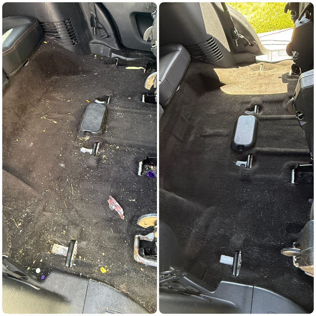 Before and after interior detailing result
