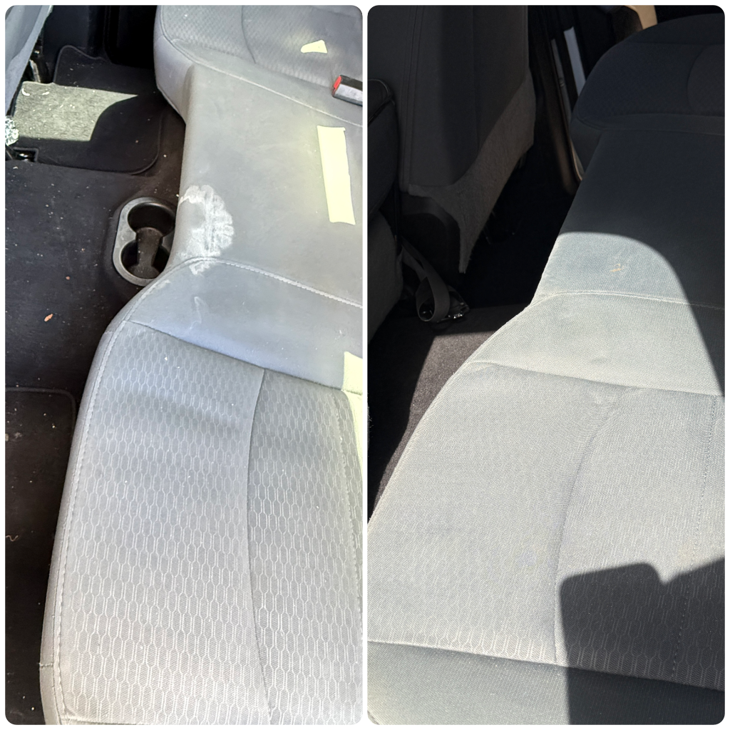 Before and after: back seat stain removal