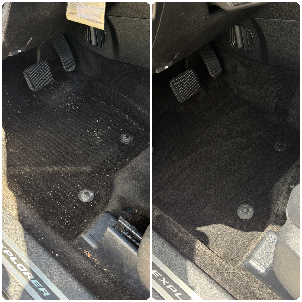 Before and after: Ford Explorer floorboard cleaned
