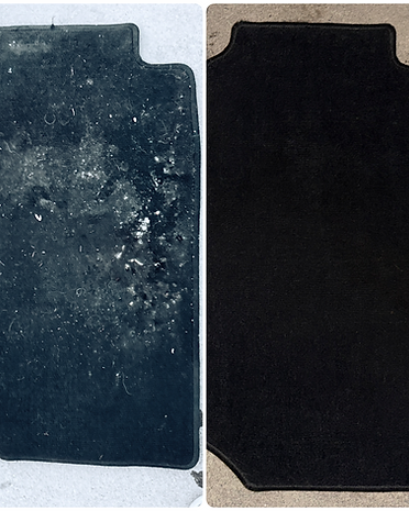 Before and after: stained floor mat fully cleaned