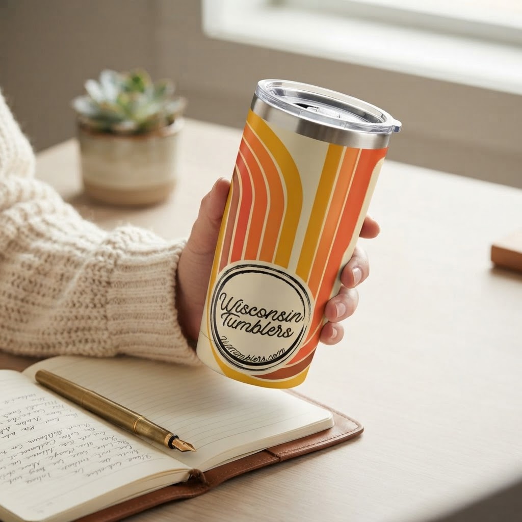 Retro Rainbow - Good Vibes Collection - 20oz Tumbler in real life