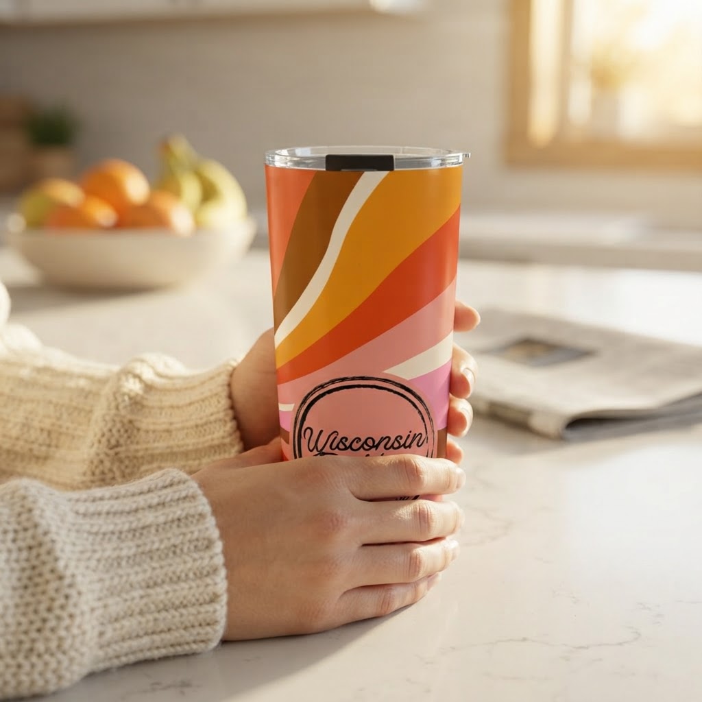 Retro Sunset Waves - Good Vibes Collection - 20oz Tumbler in real life