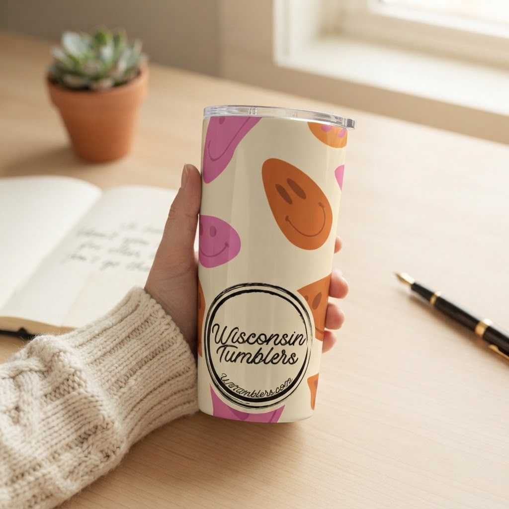 Smiley Whimsy - Good Vibes Collection - 20oz Tumbler in real life