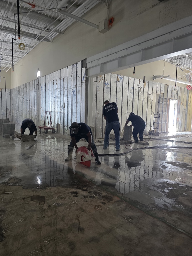 Concrete cutting contractor slab sawing a commercial floor in Palm Beach County