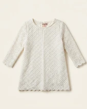 White scalloped lace long sleeve top