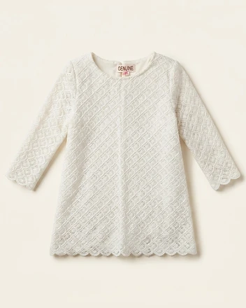 White scalloped lace long sleeve top