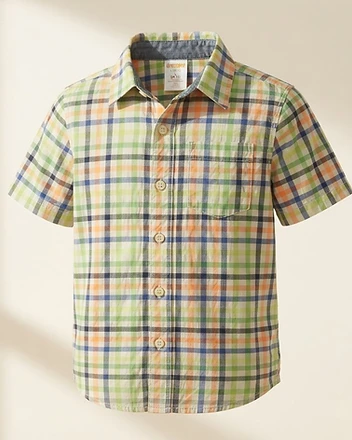 Boys Plaid Short Sleeve Button-Down Shirt