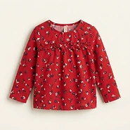 Red floral long sleeve blouse