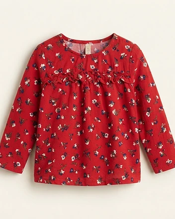 Red floral long sleeve blouse