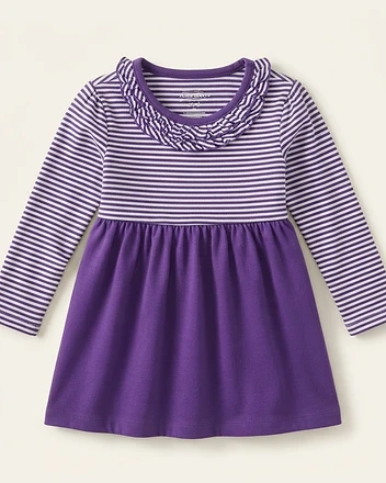 Striped Ruffle Neck Dress