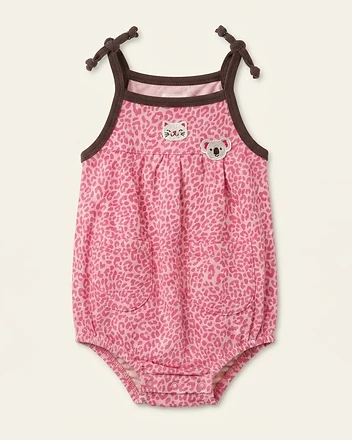 Pink leopard print bubble romper