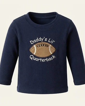 Daddy's Lil' Quarterback Ribbed Long Sleeve Shirt