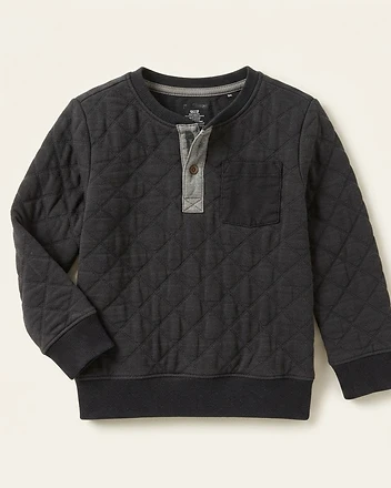 Quilted Henley Pullover