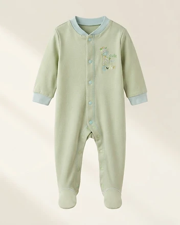 Baby footed sleeper with Cute and Cuddly embroidery
