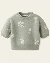 Floral Knit Pullover Sweater