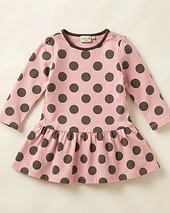 Pink and Brown Polka Dot Ruffle Dress