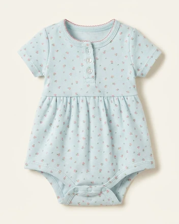 Baby Girl Ribbed Floral Bodysuit Dress