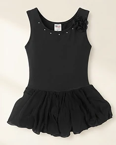 Black Leotard with Chiffon Skirt and Rhinestones