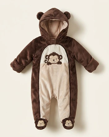 Monkey Fleece Hooded Bunting Suit