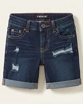 Distressed denim cuffed shorts