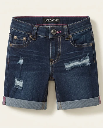 Distressed denim cuffed shorts