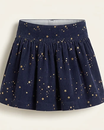 Girls Navy Blue Corduroy Skirt with Gold Stars