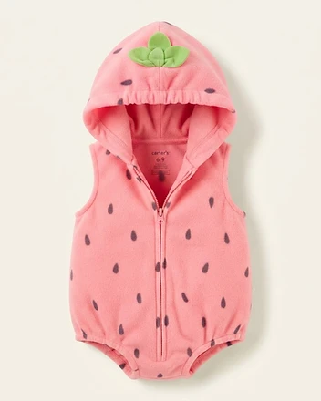 Strawberry Hooded Fleece Vest
