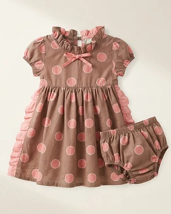 Polka Dot Ruffle Dress and Bloomer Set
