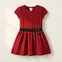 Girls Red Knit Sweater Dress with Bow Detail